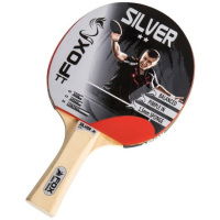 Tafeltennisbat silver 2 star 23 cm hout/rubber blank/rood