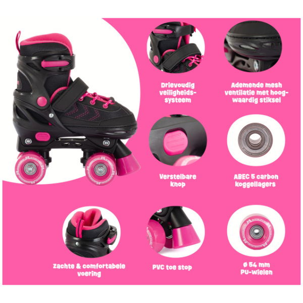 aventuri verstelbare rolschaatsen semi softboot zwart roze 2 1033779 20241120142542