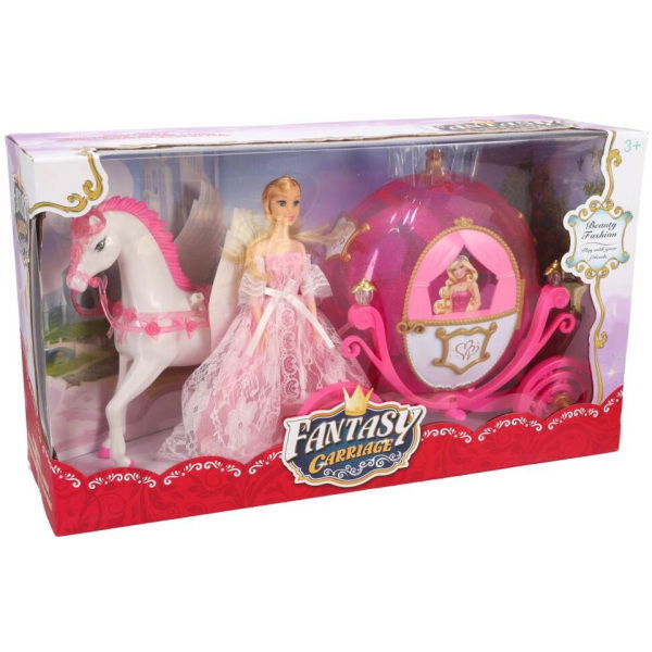 Overige Merken Prinses Pop Met Paardenkoets + Licht - Afbeelding 1
