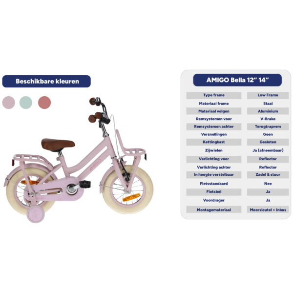 amigo bella 12 inch 21 cm meisjes terugtraprem roze 3 1022206 20231012203045
