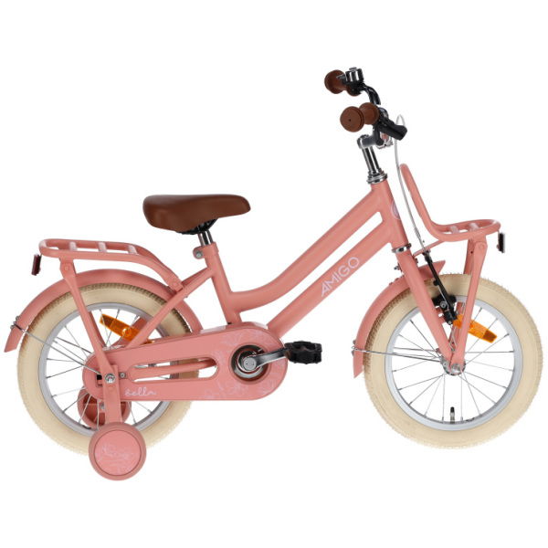 amigo bella 14 inch 24 cm meisjes terugtraprem zalmroze 1022210 20230907141136