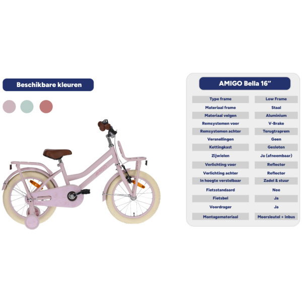 amigo bella 16 inch 26 cm meisjes terugtraprem roze 3 1022212 20231012204324 1