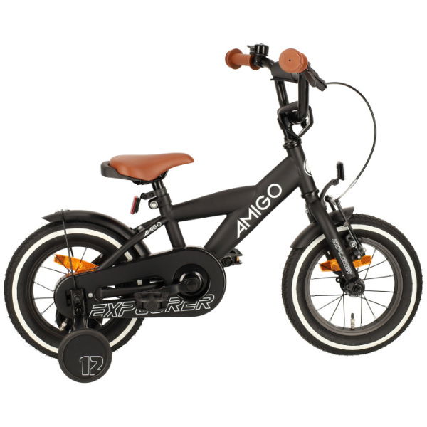 amigo explorer 12 inch 20 cm jongens terugtraprem zwart wit 1021774 20230815152244 1