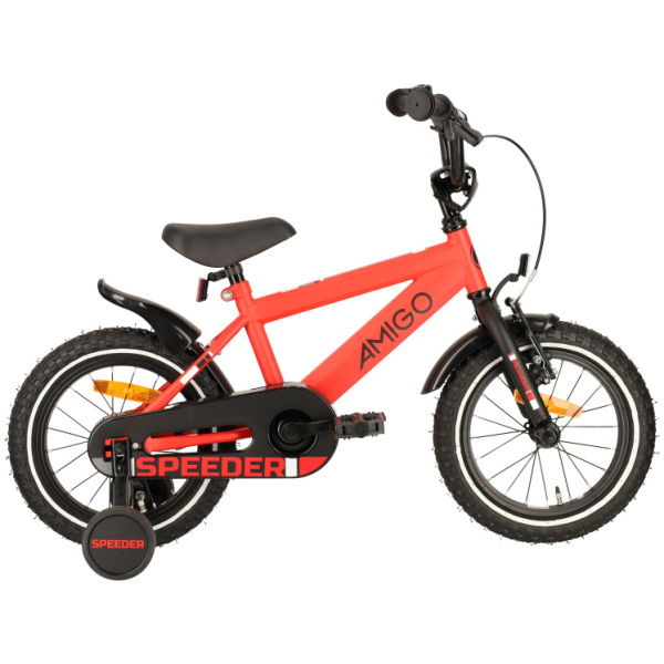 amigo speeder 14 inch 24 cm jongens terugtraprem rood zwart 1021803 20230815111334