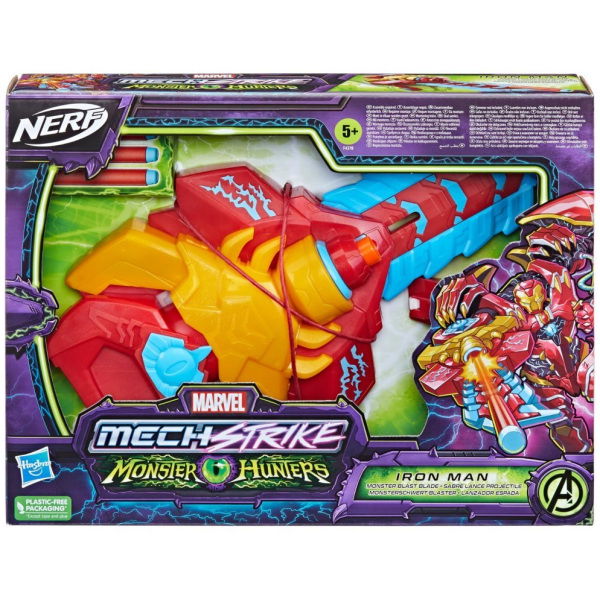 Nerf Marvel Mech Strike Monster Hunters Iron Man + 3 Darts - Afbeelding 1