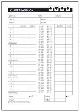 4004360859748_1.jpg Basic Scoreblok Klaverjassen 5 Blok Van 50 Vel - Afbeelding 1