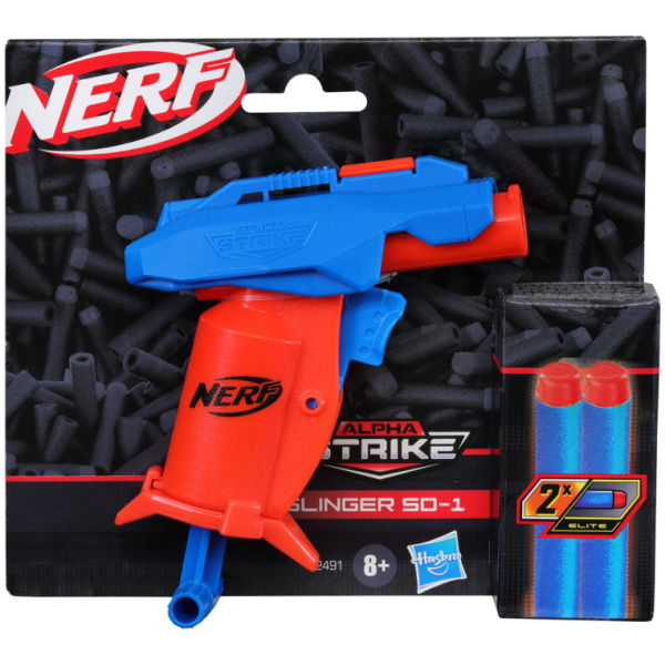 Nerf Alpha Strike Slinger Sd-1 Blaster + 2 Darts Rood/Blauw - Afbeelding 1