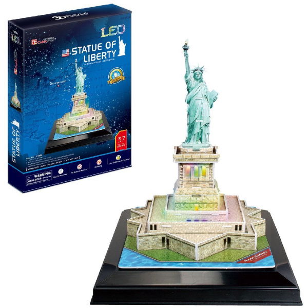 Cubic Fun 3D Puzzel Statue Of Liberty + Led Verlichting 37 Stukjes - Afbeelding 1