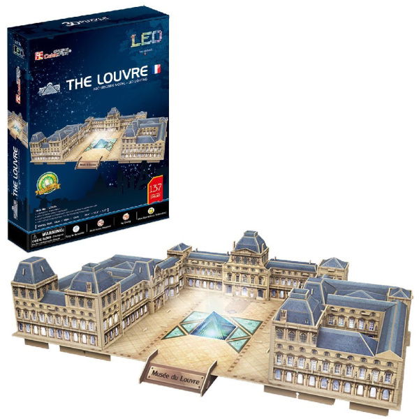 Cubic Fun 3D Puzzel The Louvre + Led Verlichting 137 Stukjes - Afbeelding 1