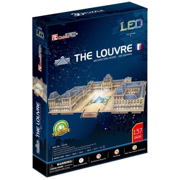Cubic Fun 3D Puzzel The Louvre + Led Verlichting 137 Stukjes - Afbeelding 4
