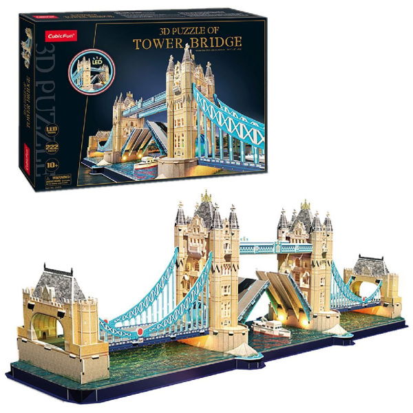 Cubic Fun 3D Puzzel Tower Bridge + Led Verlichting 222 Stukjes - Afbeelding 1