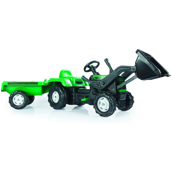Dolu Pedaal Trekker Graafmachine + Aanhanger Groen - Afbeelding 2