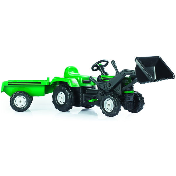 Dolu Pedaal Trekker Graafmachine + Aanhanger Groen - Afbeelding 4