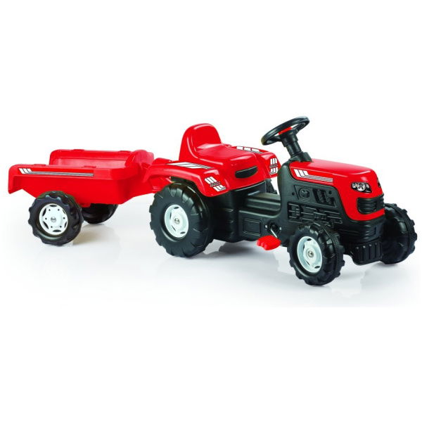 Dolu Traptractor Met Aanhanger Rood/Zwart - Afbeelding 1