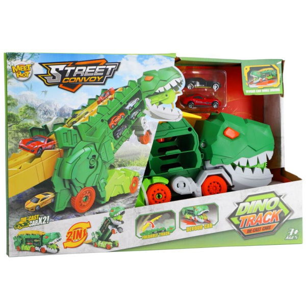 Overige Merken Transporter Dino + 2 Die-Cast Voertuigen Assorti - Afbeelding 1