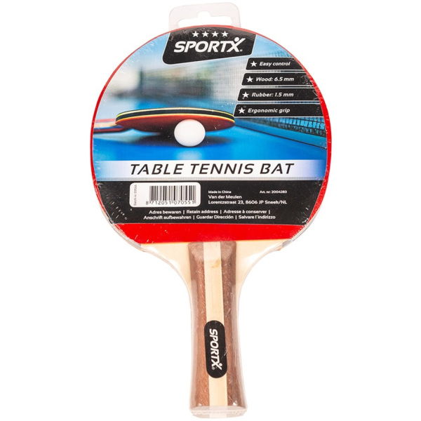 Sportx 4 Sterren Tafeltennisbat Hout/Rubber - Afbeelding 1