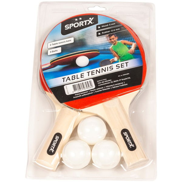 Sportx Tafeltennisset Met 2 Sterren 2 Batjes + 3 Balletjes - Afbeelding 1