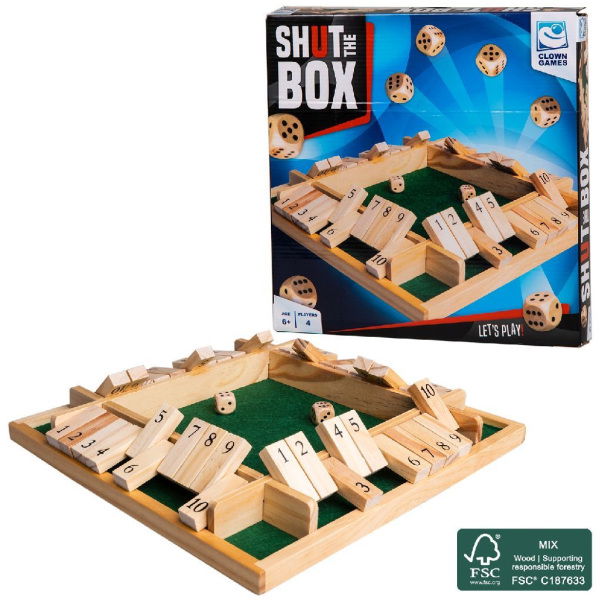 Clown Games Shut The Box Hout - Afbeelding 1
