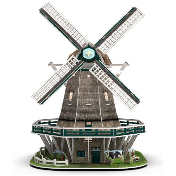 Cubic Fun 3D Puzzel Molen + Licht 64 Stukjes - Afbeelding 1