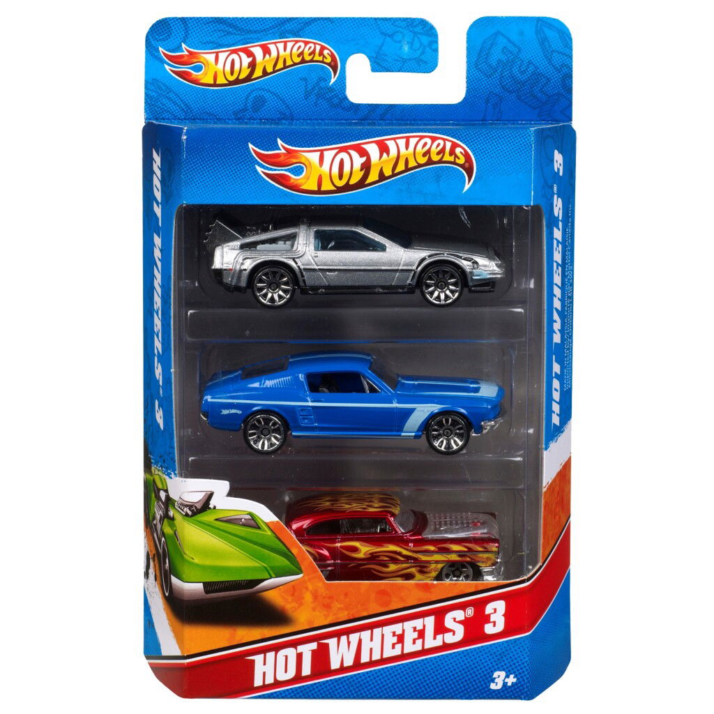 0027084425611_1.jpg Mattel Hot Wheels 3-Pack Assorti - Afbeelding 1