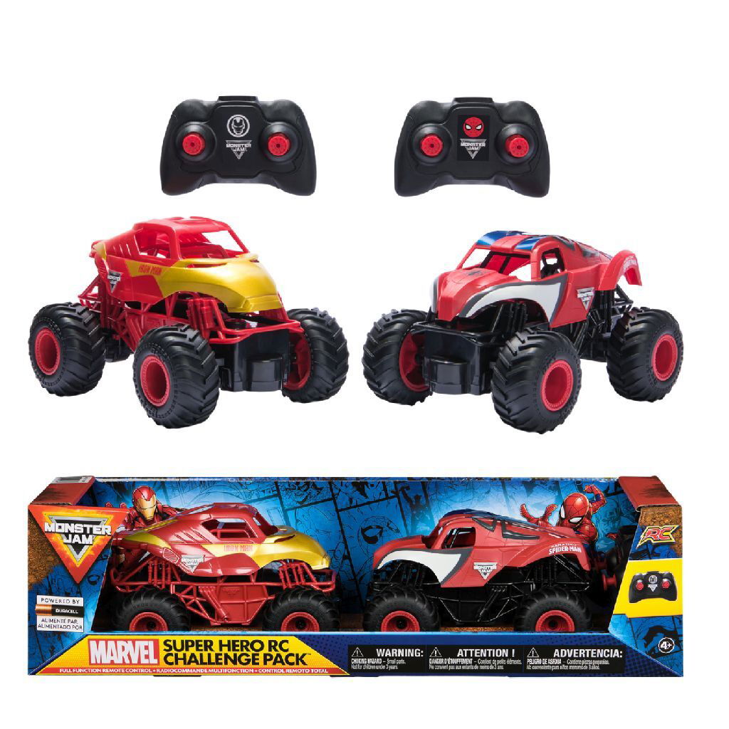 0681147055810_0.jpg Monster Jam Rc Pack Spiderman &Amp; Iron Man 1:24 - Afbeelding 1