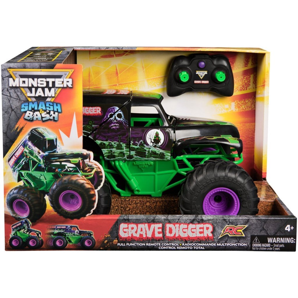 0681147058415_1.jpg Monster Jam Rc Smash En Bash Grave Digger 1:15 - Afbeelding 1
