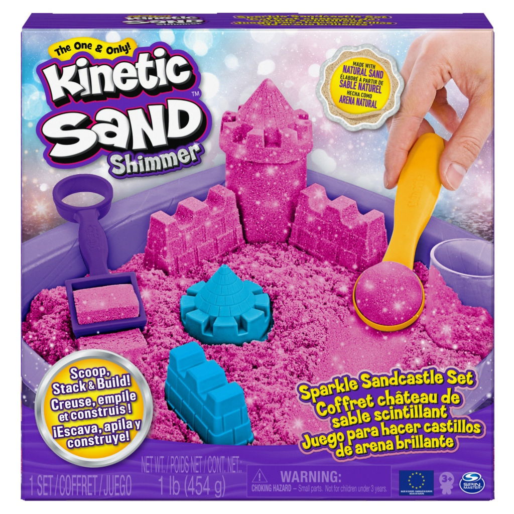 0778988378434_0.jpg Kinetic Sand Sparkling Sandcastle Speelset Roze - Afbeelding 1