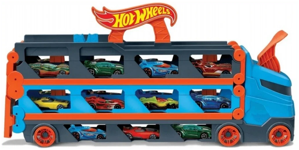 0887961925203_0.jpg Mattel Hot Wheels Speedway Transportwagen + 3 Auto's - Afbeelding 1
