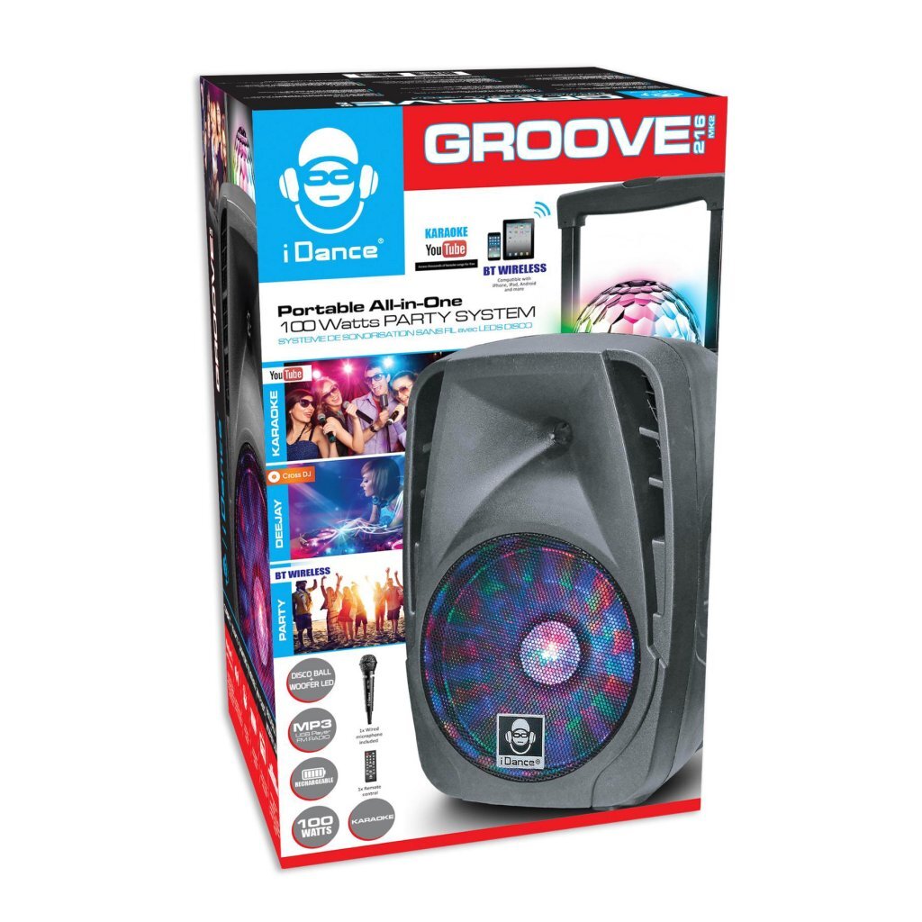 4894367010705_1.jpg Idance Groove Boombox 216 + Wielen En Licht Zwart - Afbeelding 1
