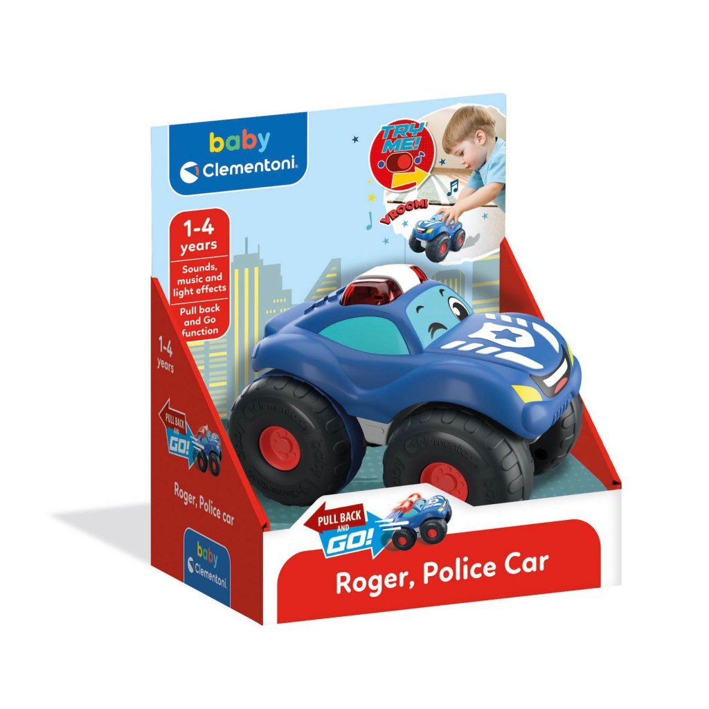 8005125175390_1.jpg Clementoni Baby Politie Auto Roger + Licht En Geluid - Afbeelding 1
