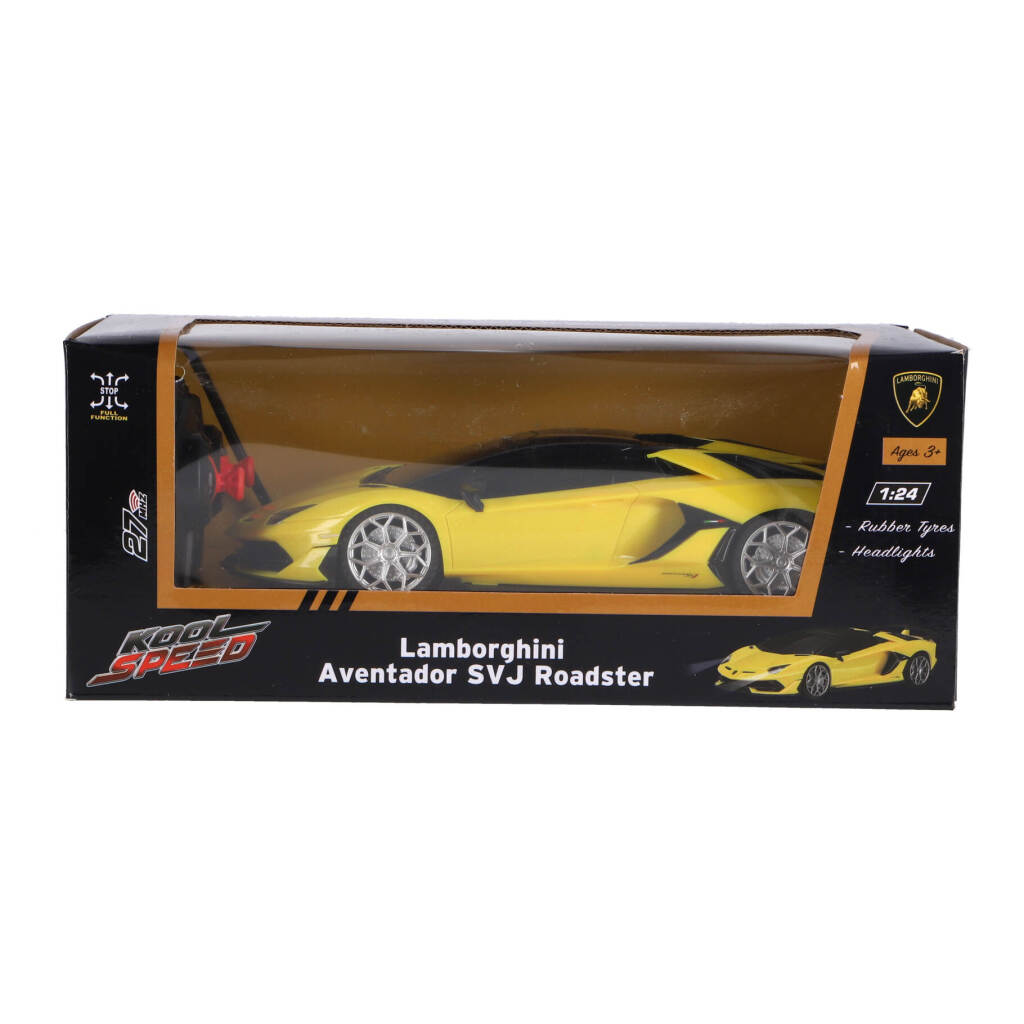 8710124149708_0.jpg Kool Speed Rc Lamborghini Aventador Svj Roadster 1:24 + Licht Geel - Afbeelding 1