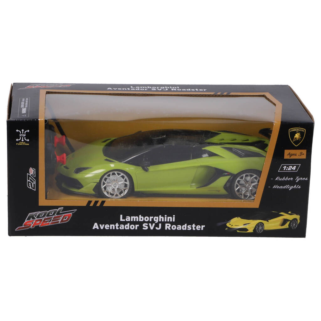 8710124149777_0.jpg Kool Speed Rc Lamborghini Aventador Svj Roadster 1:24 + Licht Neon Groen - Afbeelding 1