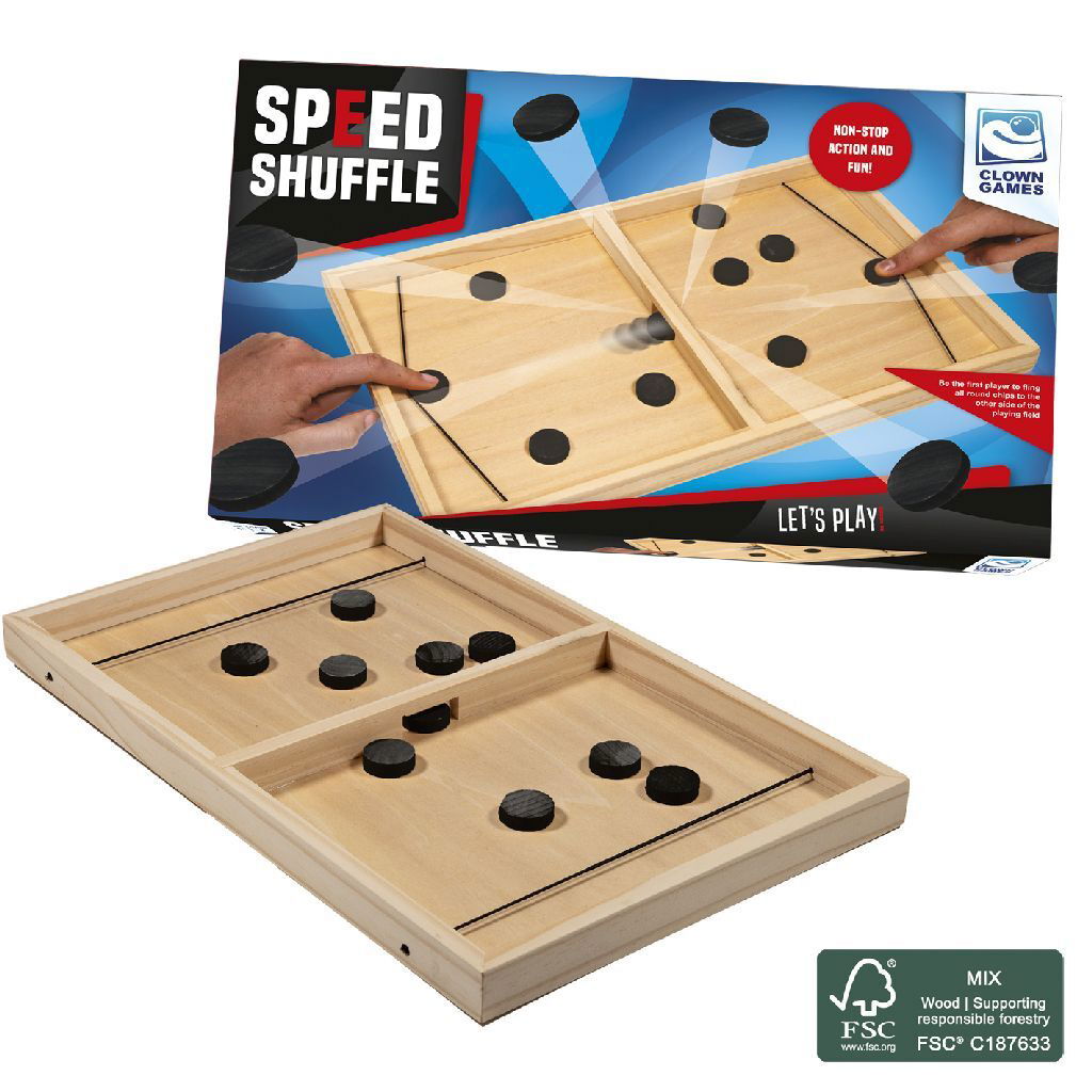 8712051148120_0.jpg Clown Games Speed Shuffle Sling Puck Hout - Afbeelding 1