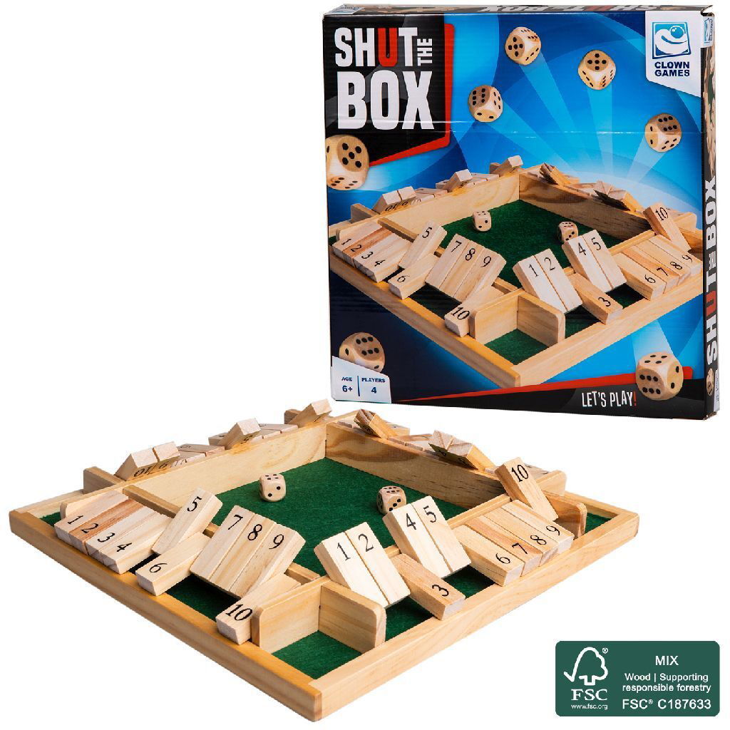 8712051148175_0.jpg Clown Games Shut The Box Hout - Afbeelding 1
