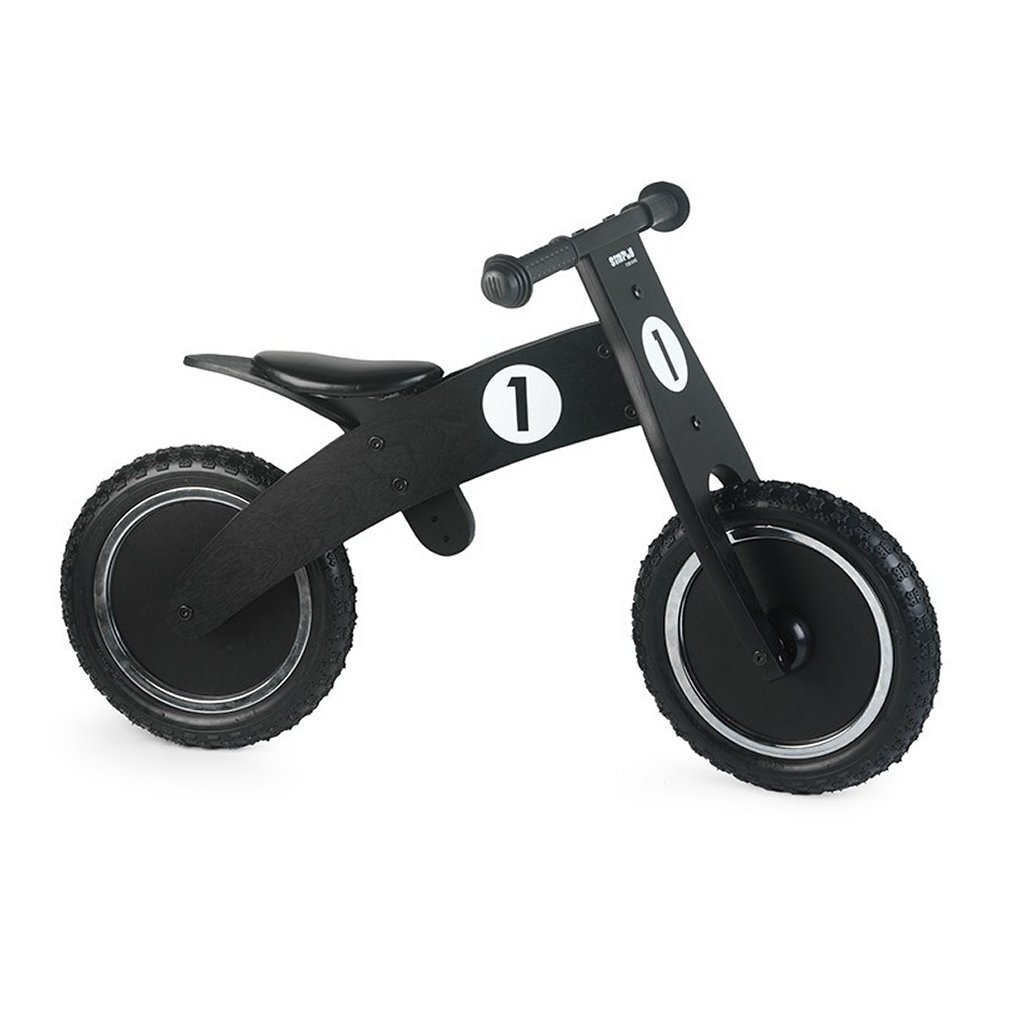 8717278836386_1.jpg Simply For Kids Balance Bike Black Houten Loopfiets Met Anti-Lek Band - Afbeelding 1