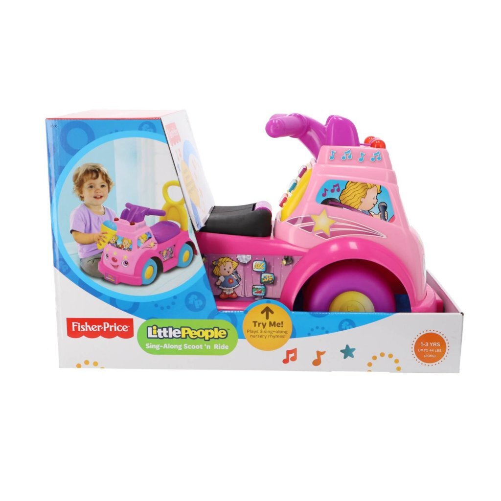 0614239083002_1.jpg Fisher Price Little People Loopauto + Geluid Roze - Afbeelding 1