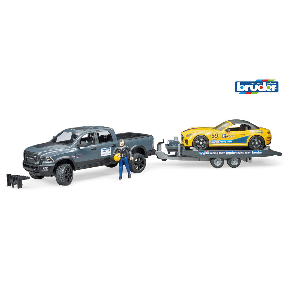 4001702025045_0.jpg Bruder 02504 Ram Power Wagon En Roadster Bruder Racing Team + Figuur 1:16 - Afbeelding 1