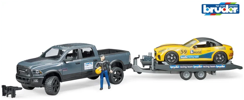 4001702025045_0.jpg Bruder 02504 Ram Power Wagon En Roadster Bruder Racing Team + Figuur 1:16 - Afbeelding 1