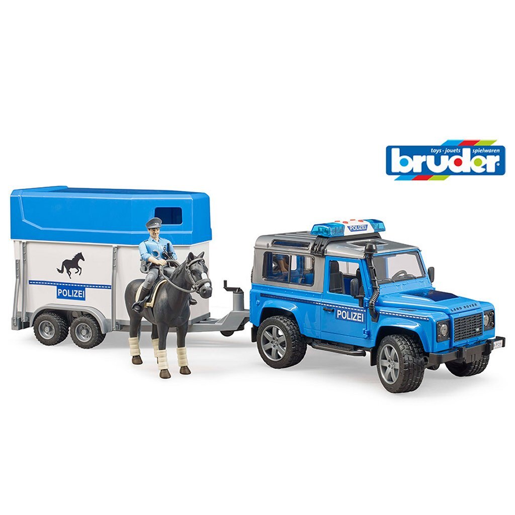 4001702025885_1.jpg Bruder 02588 Politie Jeep Met Paardentrailer + Paard En Figuur + Licht En Geluid - Afbeelding 1