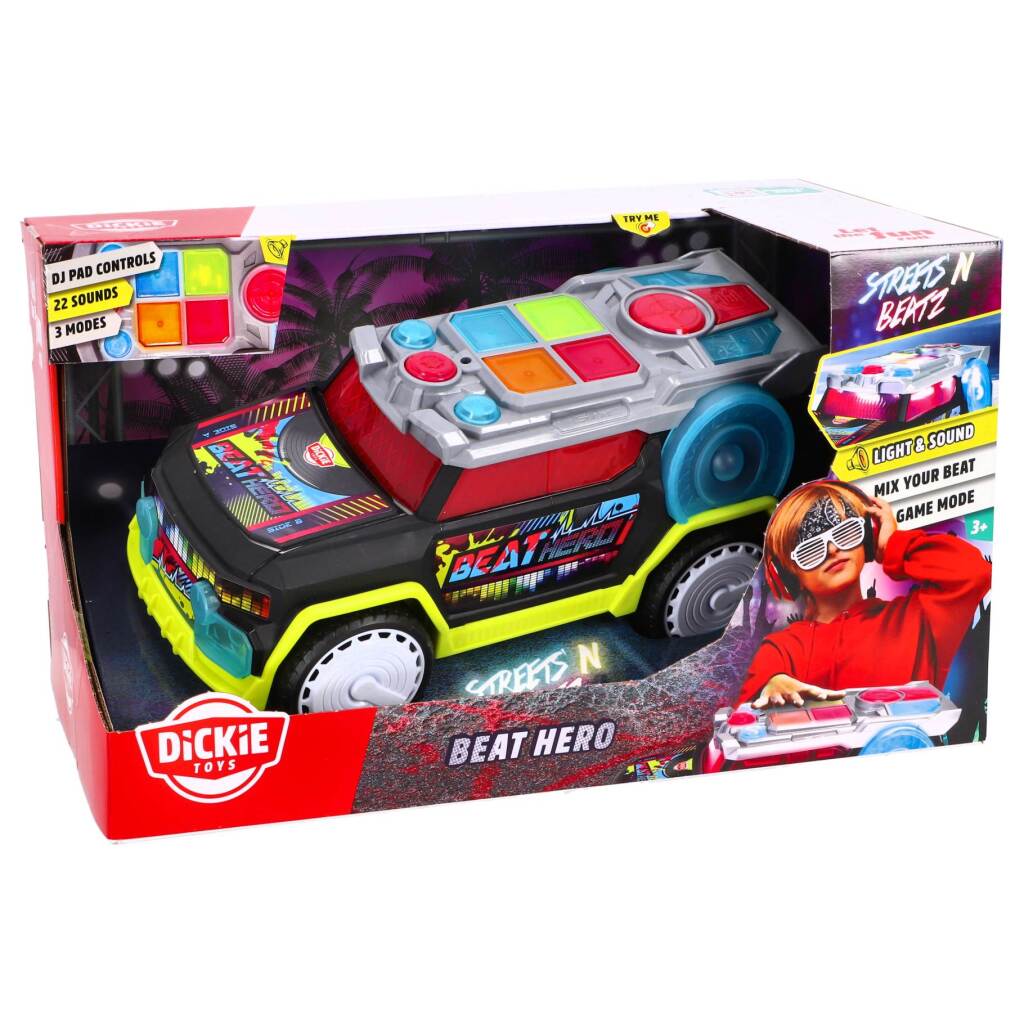 4006333086632_0.jpg Dickie Toys Beat Hero Dj Auto + Licht En Geluid - Afbeelding 1