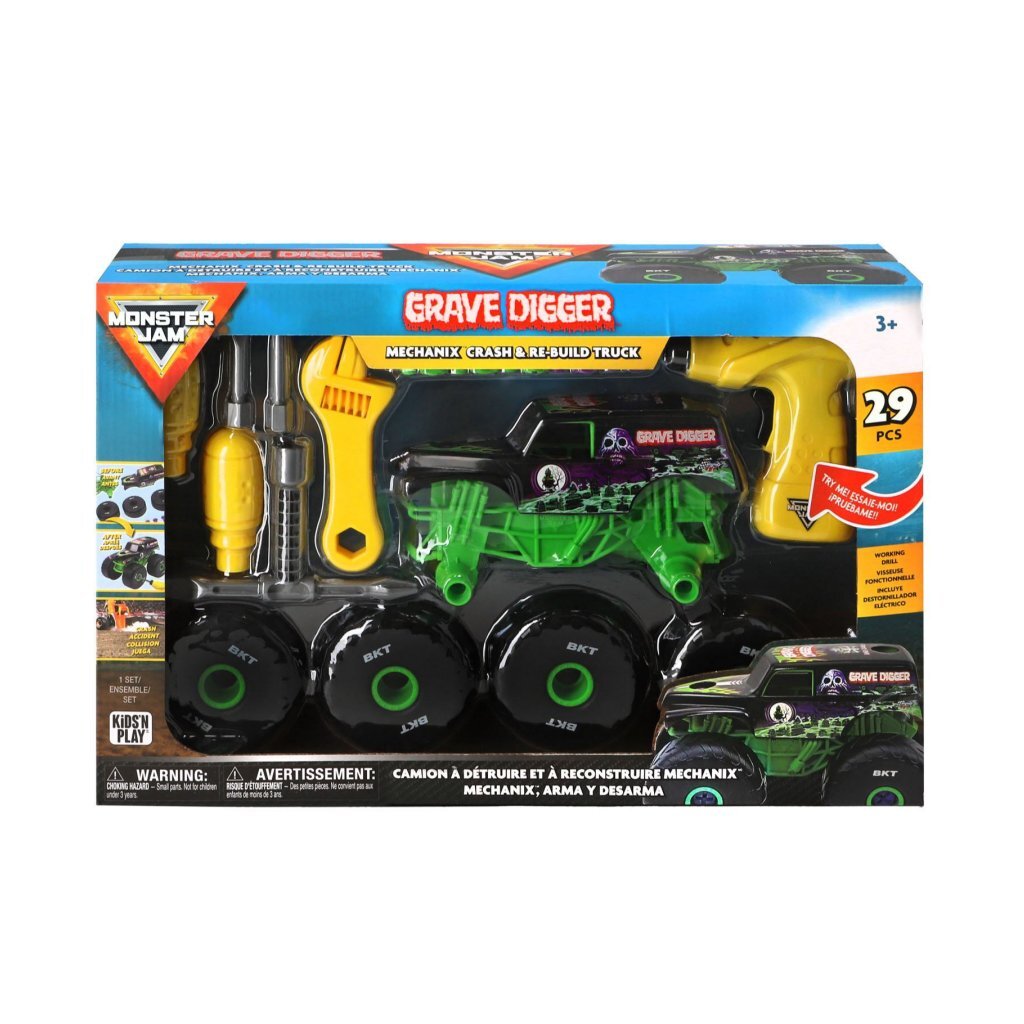 4895234124037_1.jpg Monster Jam Mechanix Build And Re-Build Grave Digger 1:18 - Afbeelding 1