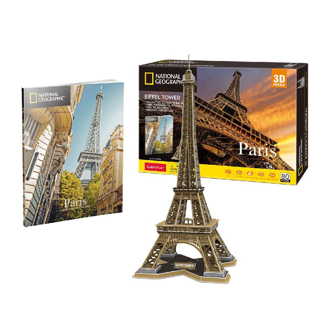 6944588209988_0.jpg Cubic Fun National Geographic 3D Puzzel De Eifeltoren 80 Stukjes - Afbeelding 1